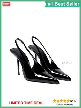 Pointed Toe Stiletto Slingback Pumps Patent Leather Dress Heels